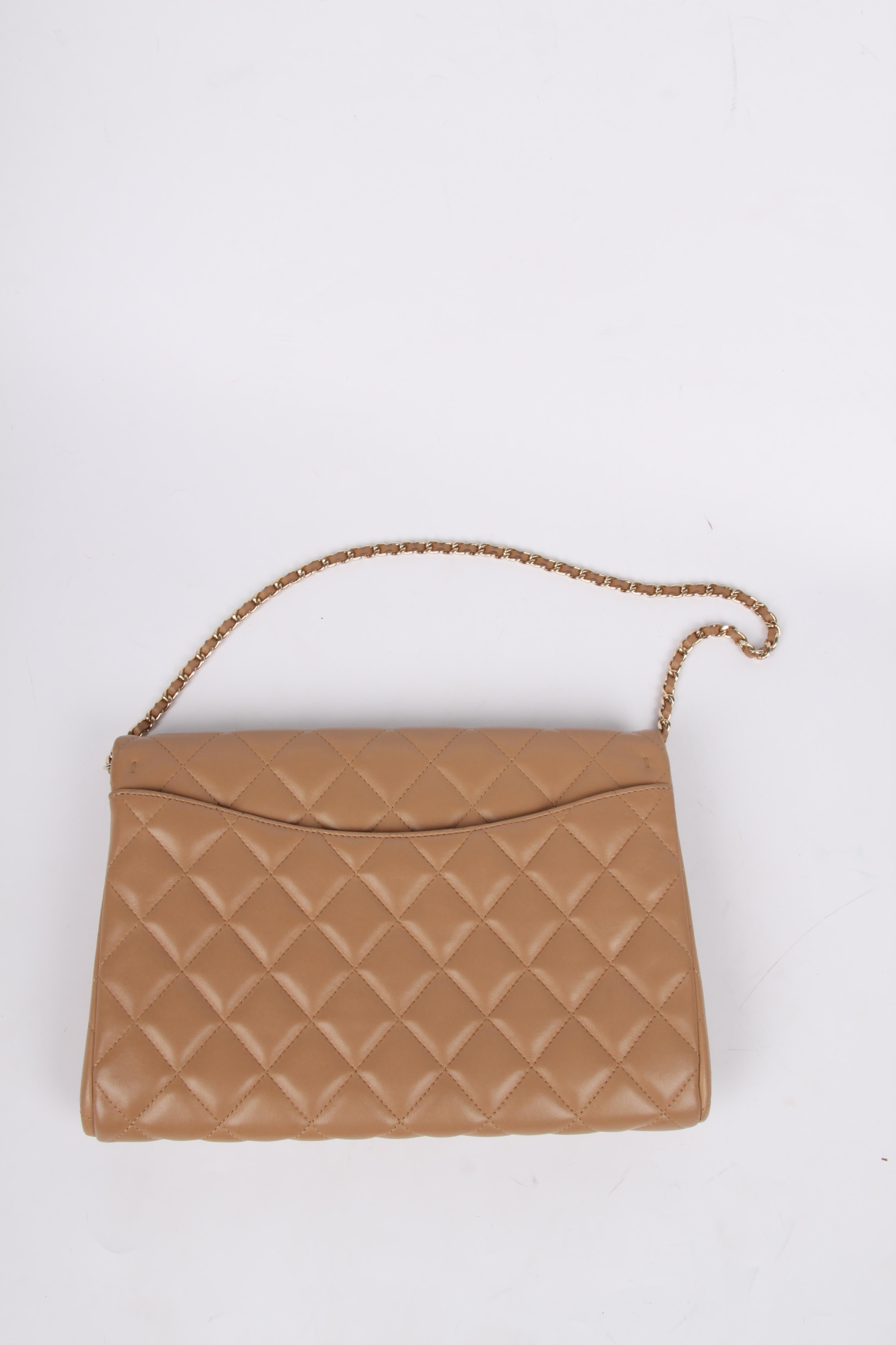 Chanel Quilted Clutch with Chain - beige 4