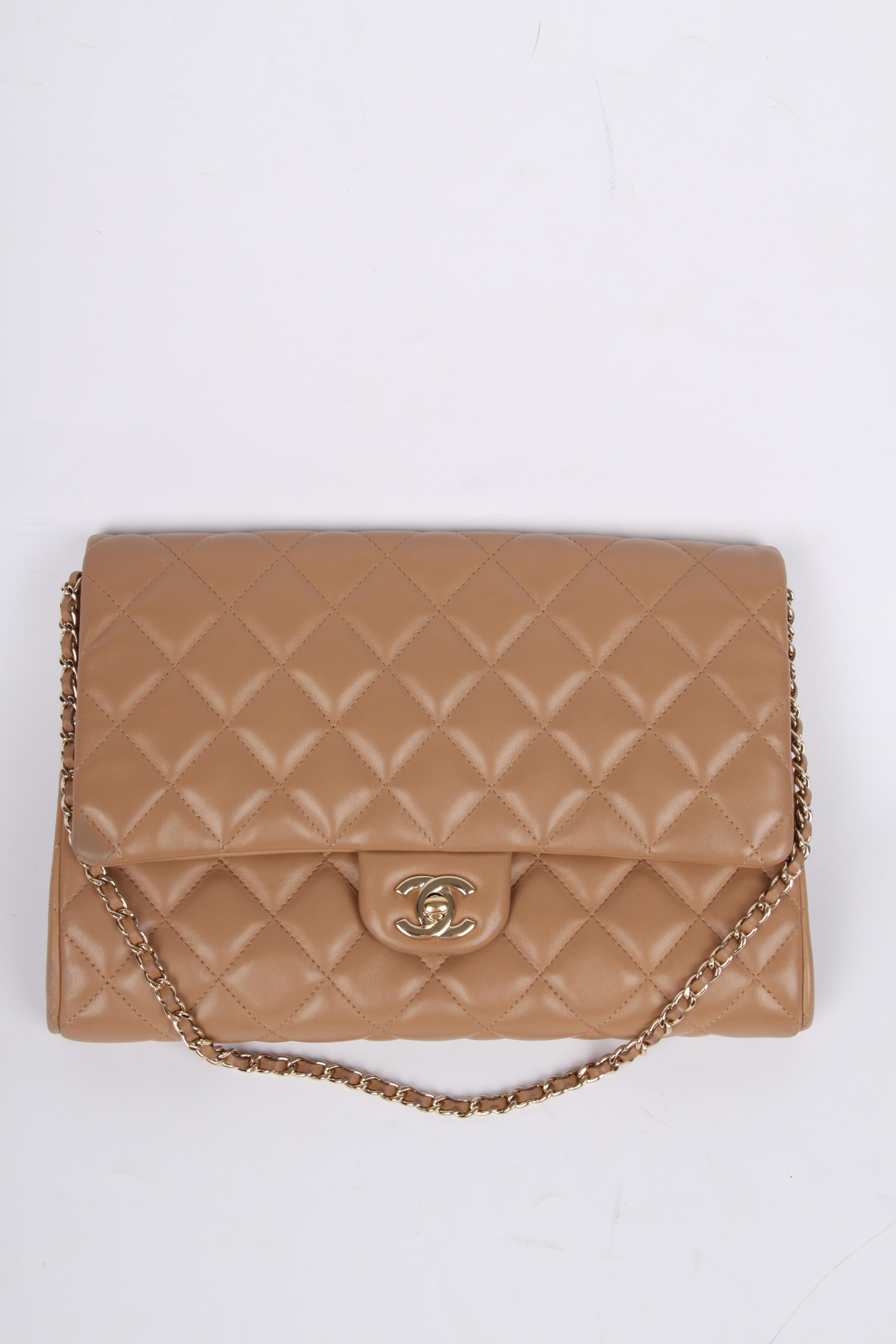 Chanel Quilted Clutch with Chain - beige 5