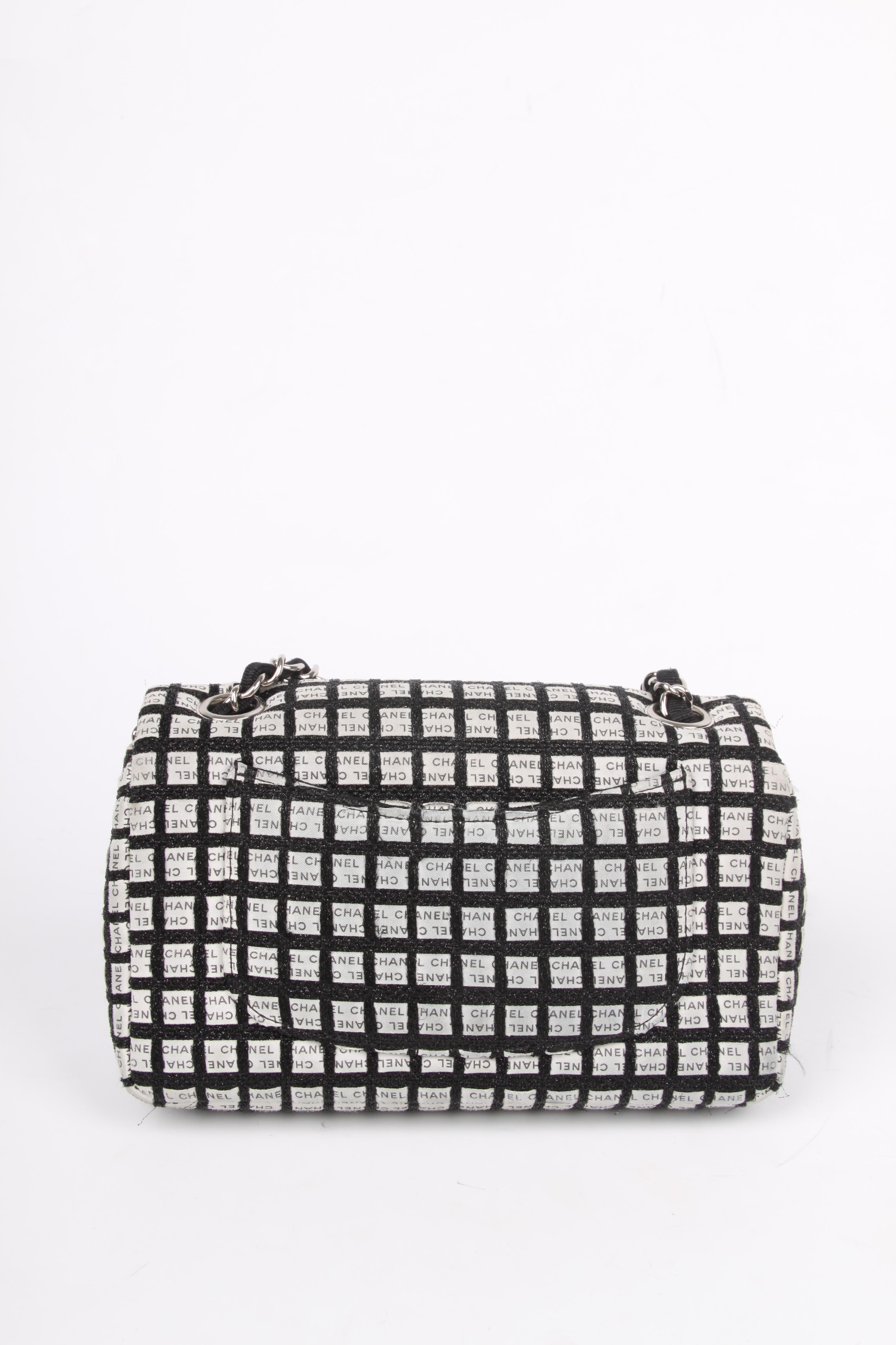 Chanel Mini Classic - black & white In Fair Condition For Sale In Baarn, NL