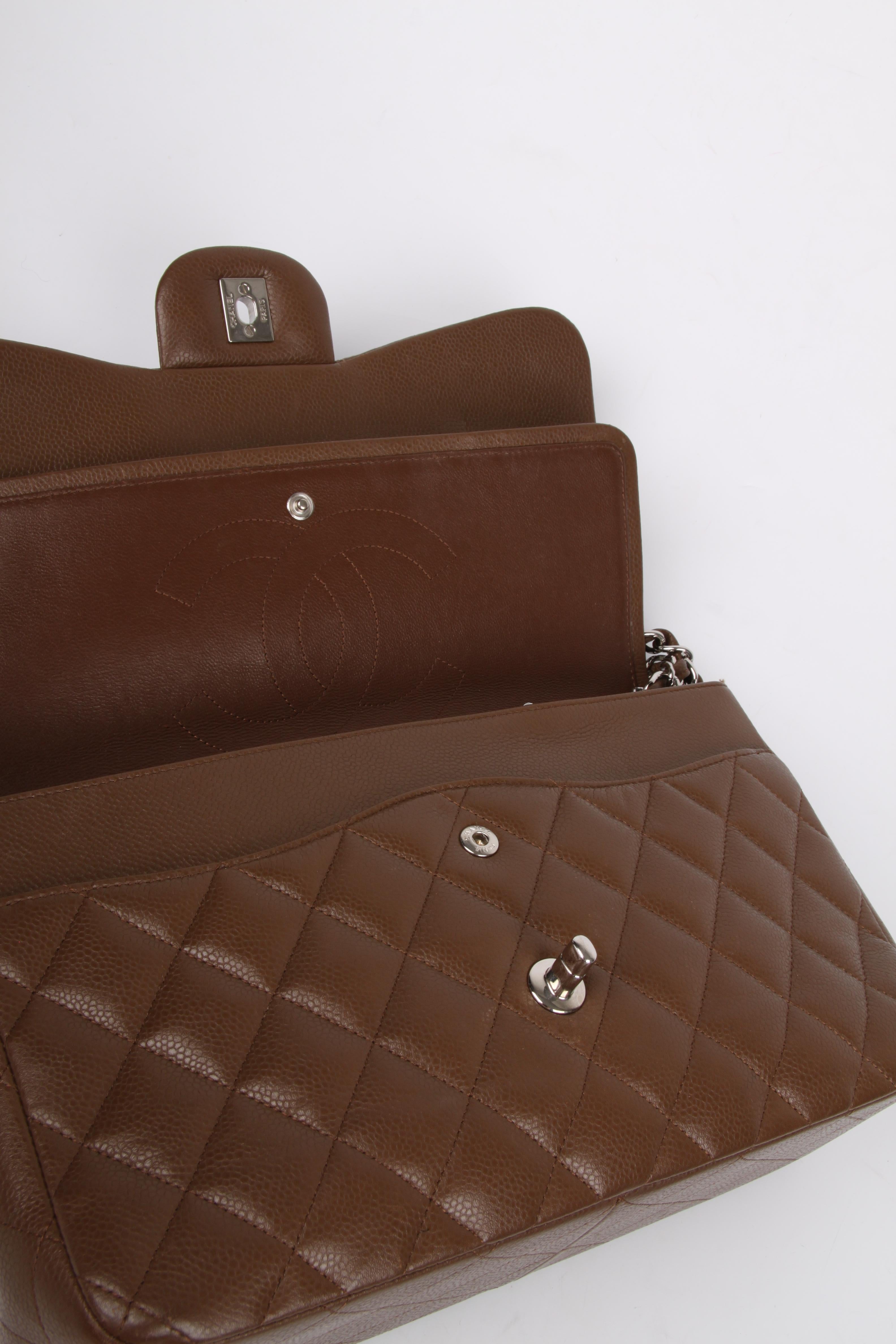 Women's Chanel 2.55 Timeless Jumbo Flap Bag - brown/silver