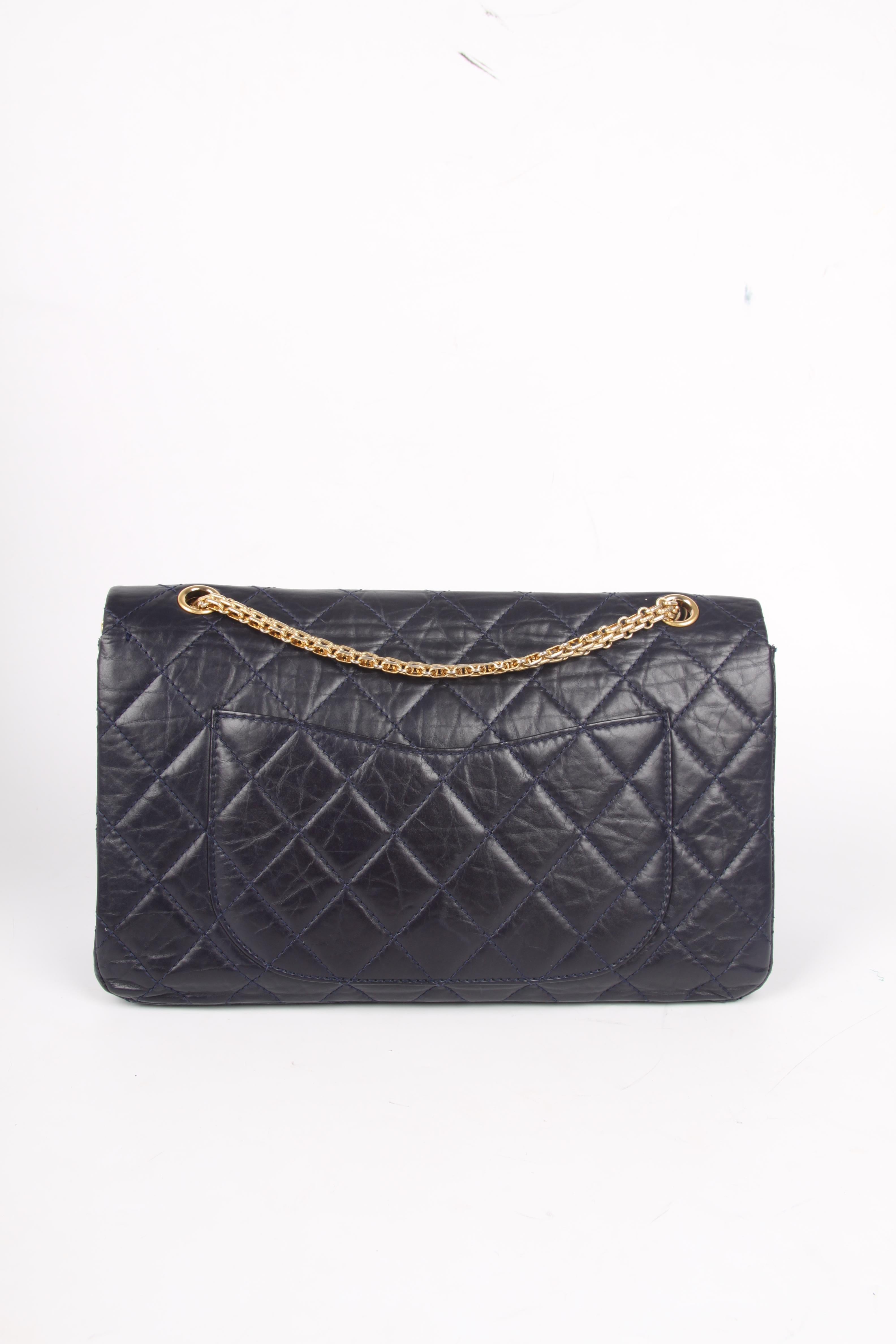 Black Chanel Reissue 2.55 Timeles Double Flap Bag 227 - dark blue