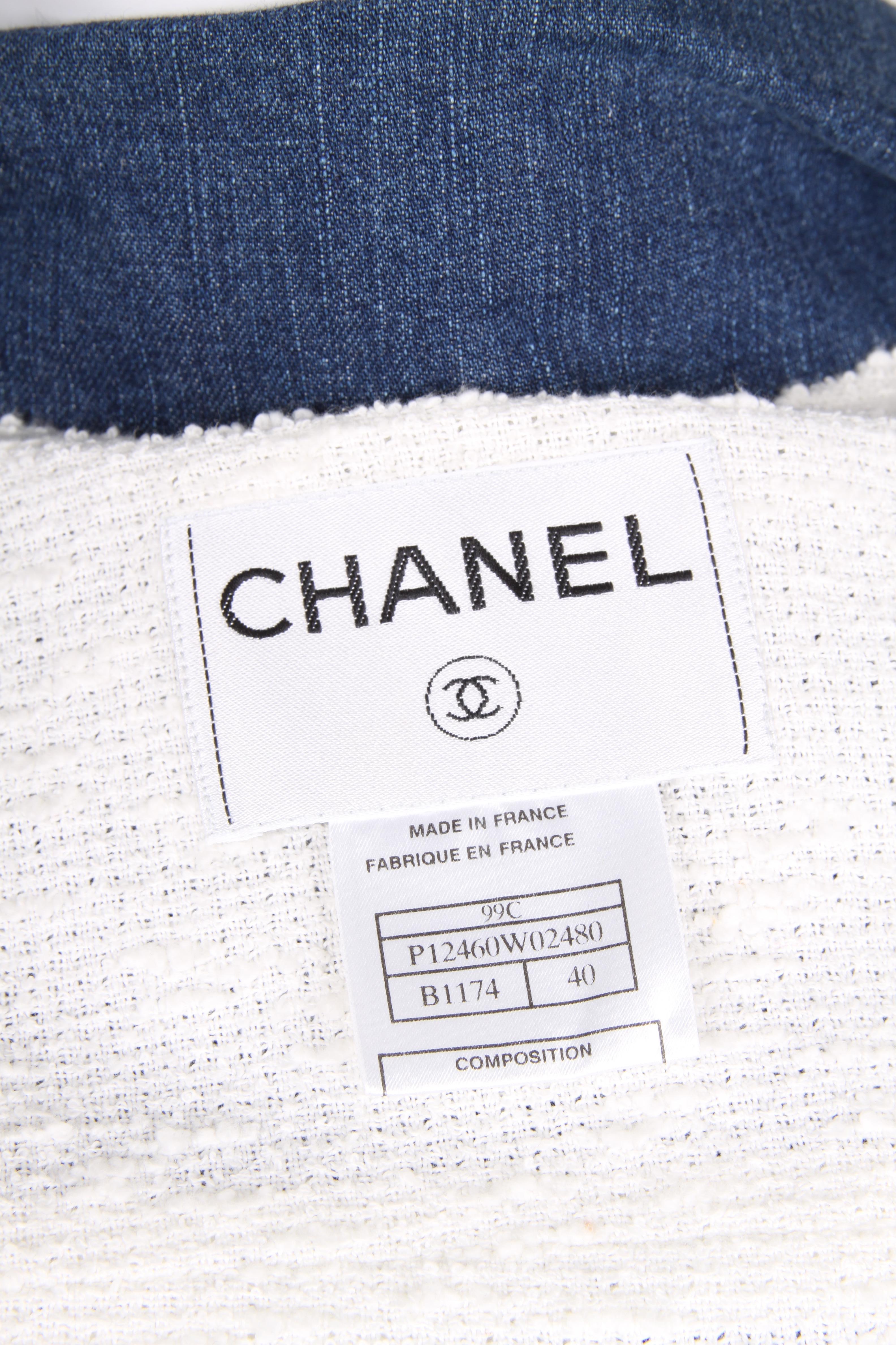 White Chanel Oversized Denim Coat / Blouse - blue For Sale