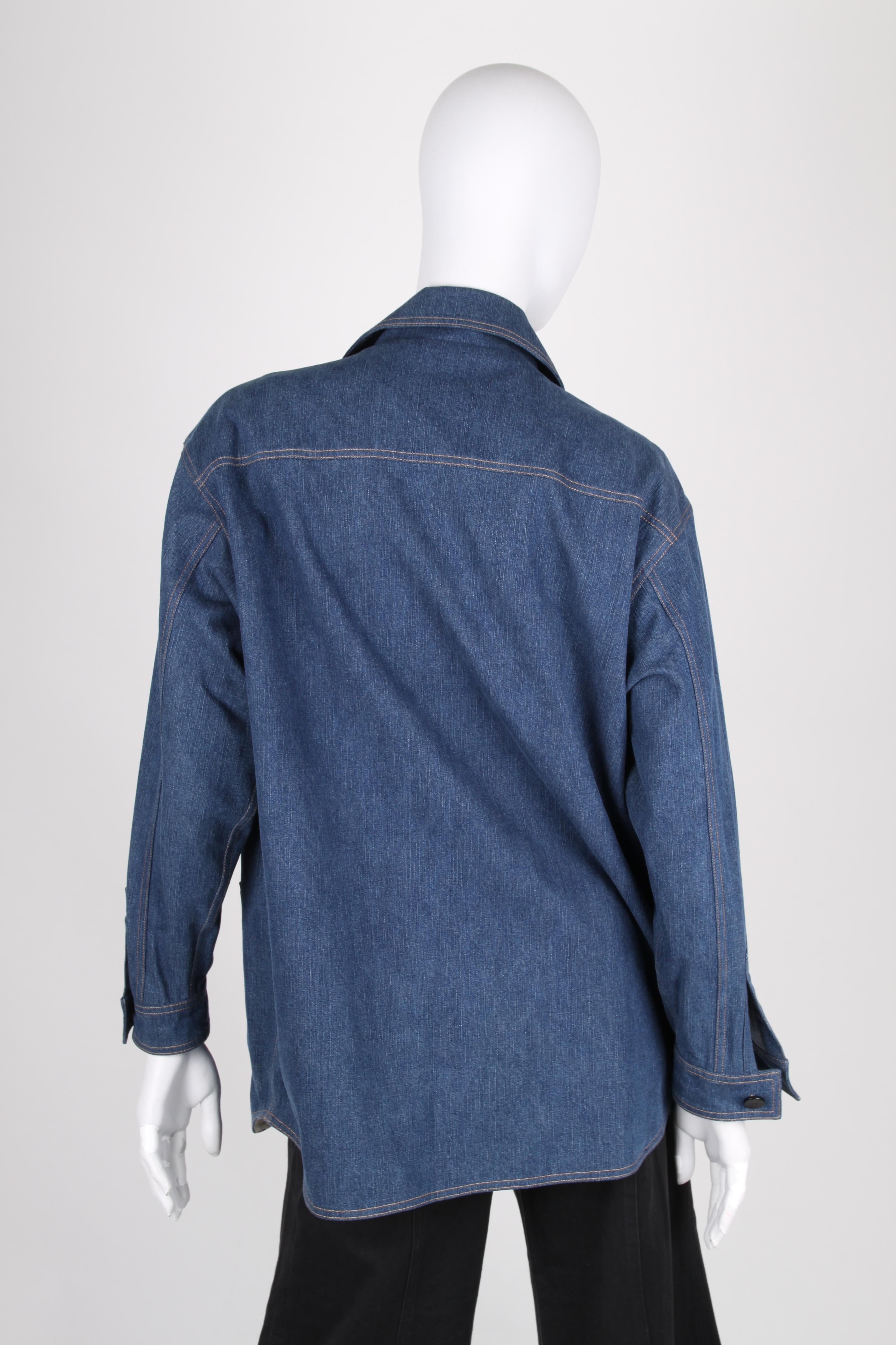 Chanel Oversized Denim Coat / Blouse - blue For Sale 2