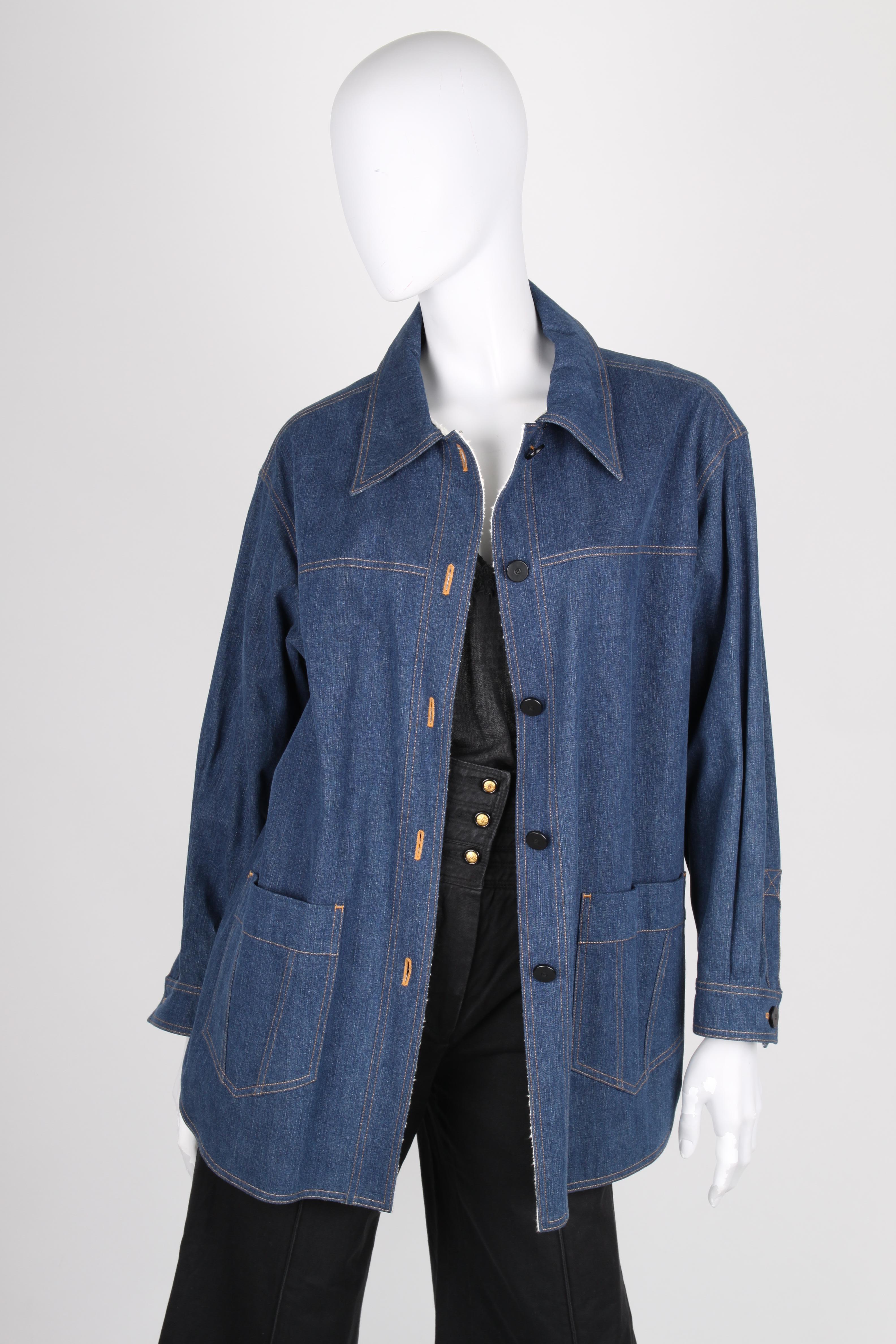 Women's or Men's Chanel Oversized Denim Coat / Blouse - blue For Sale