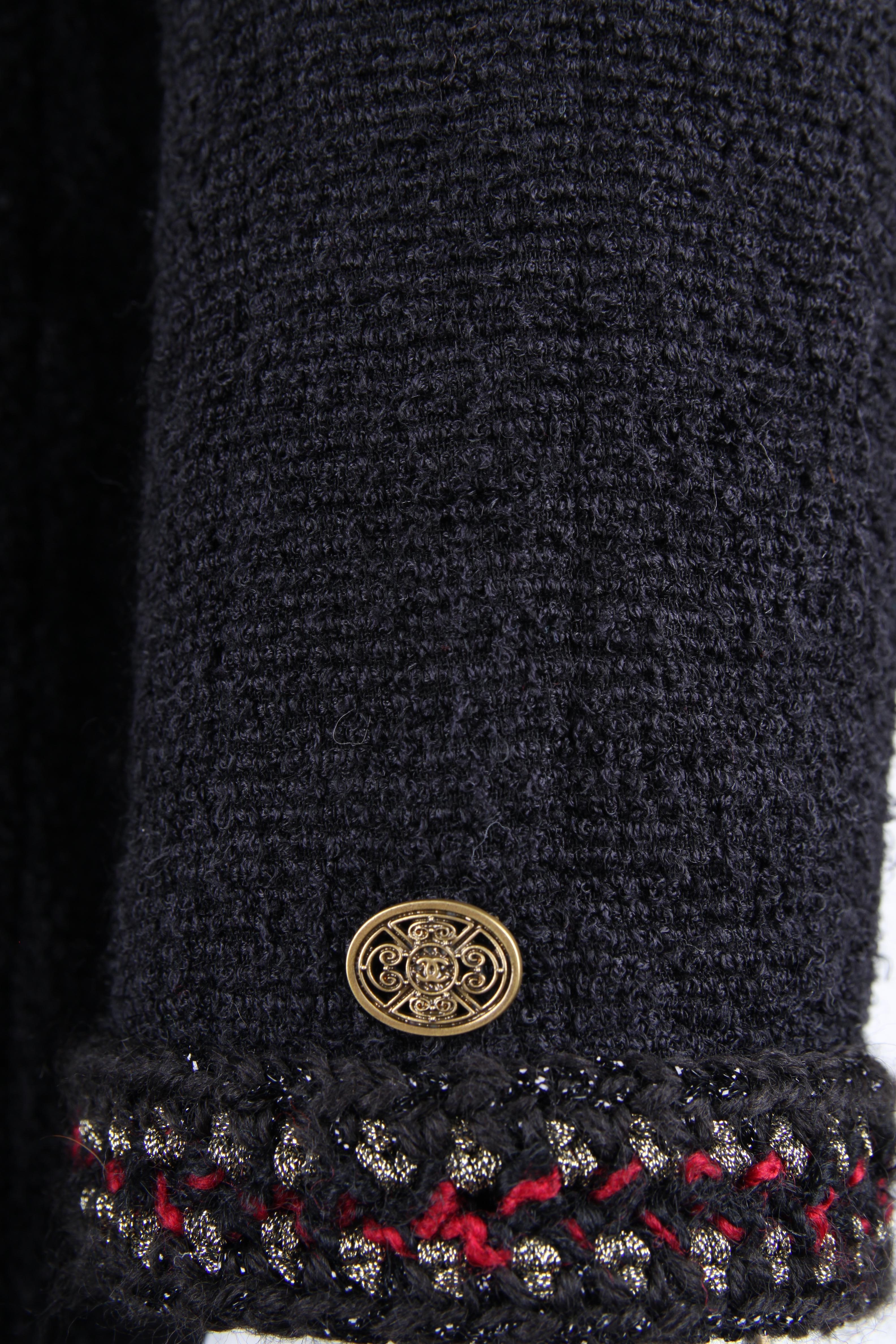 Black Chanel Paris Shanghai Collection Wool Coat - black
