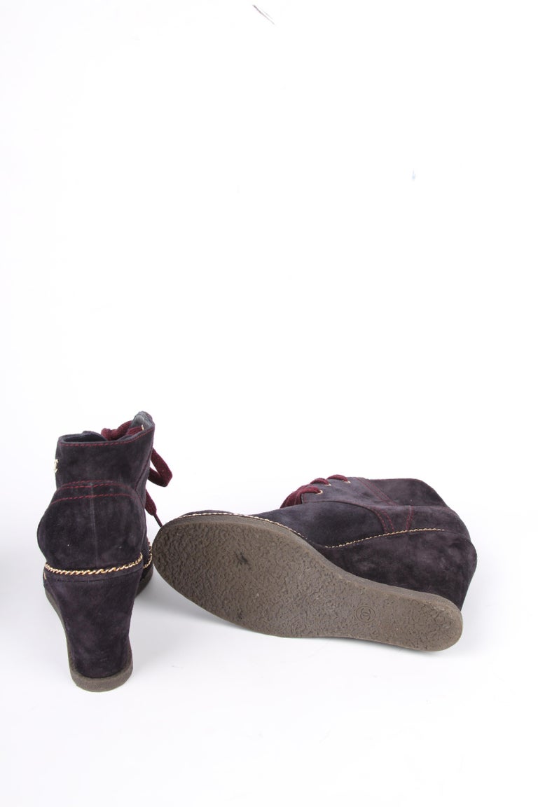 Vintage Chanel Purple Suede Cap Toe Ankle Boots – Recess