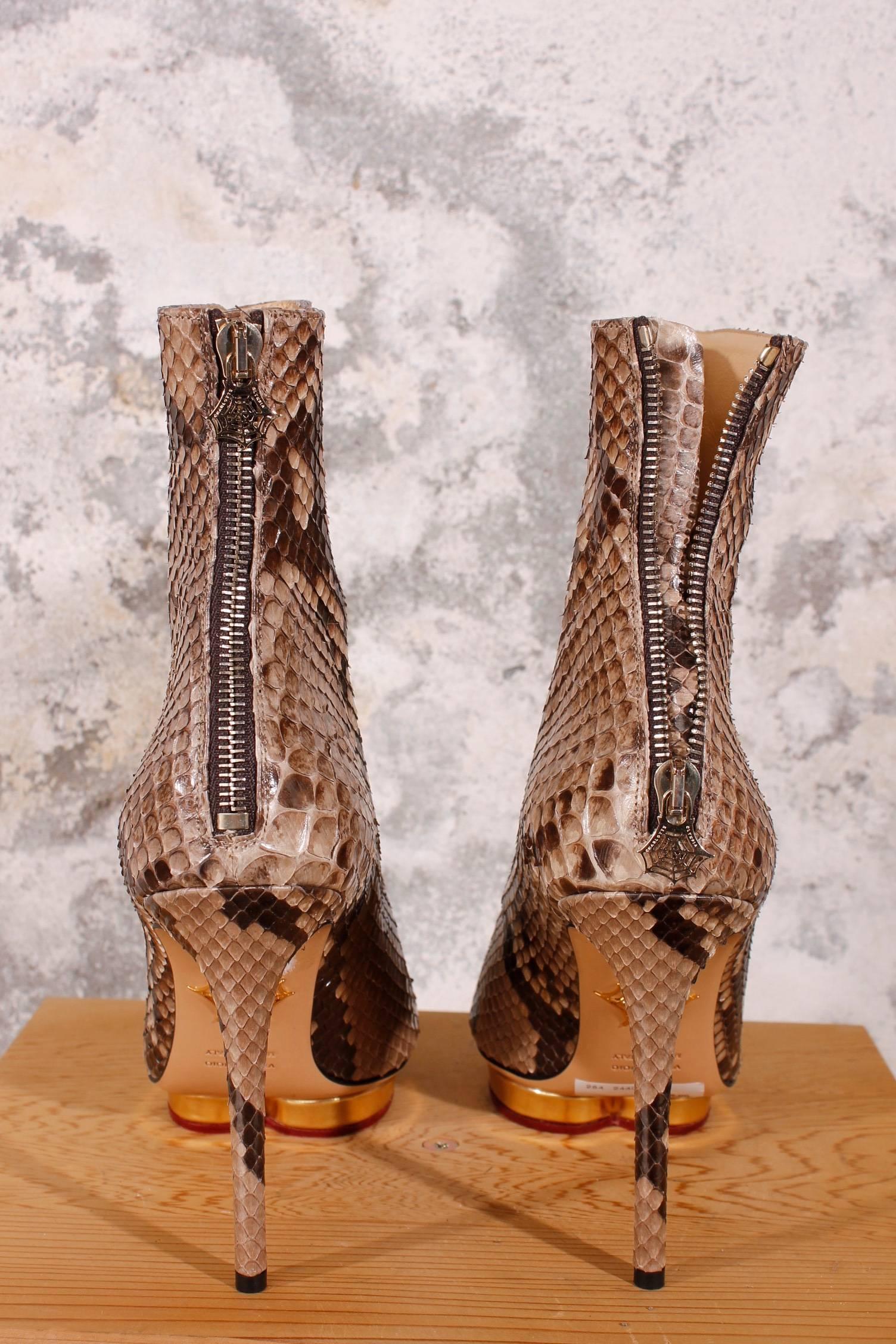 Brown Charlotte Olympia Deborah python boots For Sale