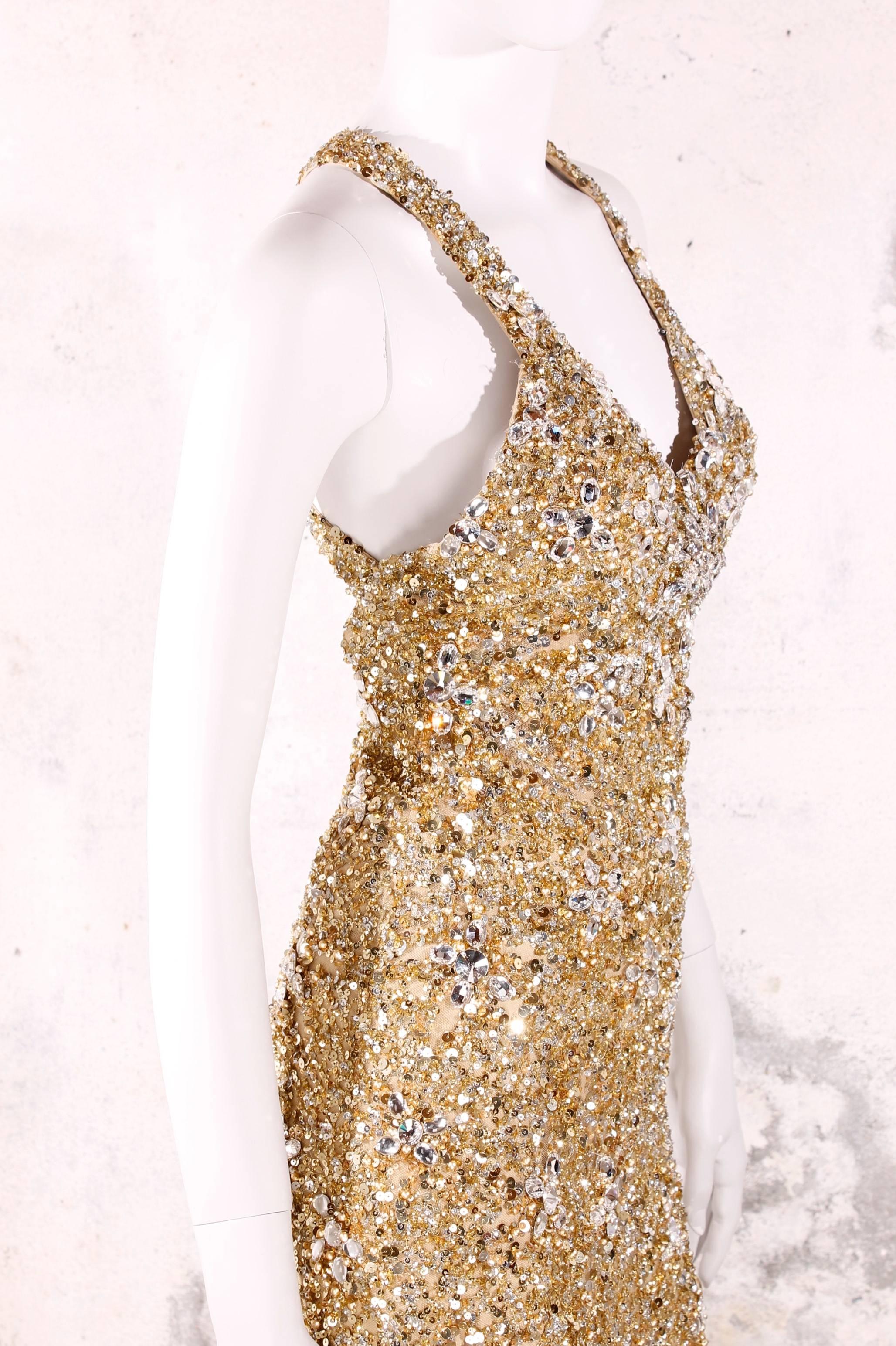 Women's Elie Saab Haute Couture Evening Gown - golden beads & sequins For Sale