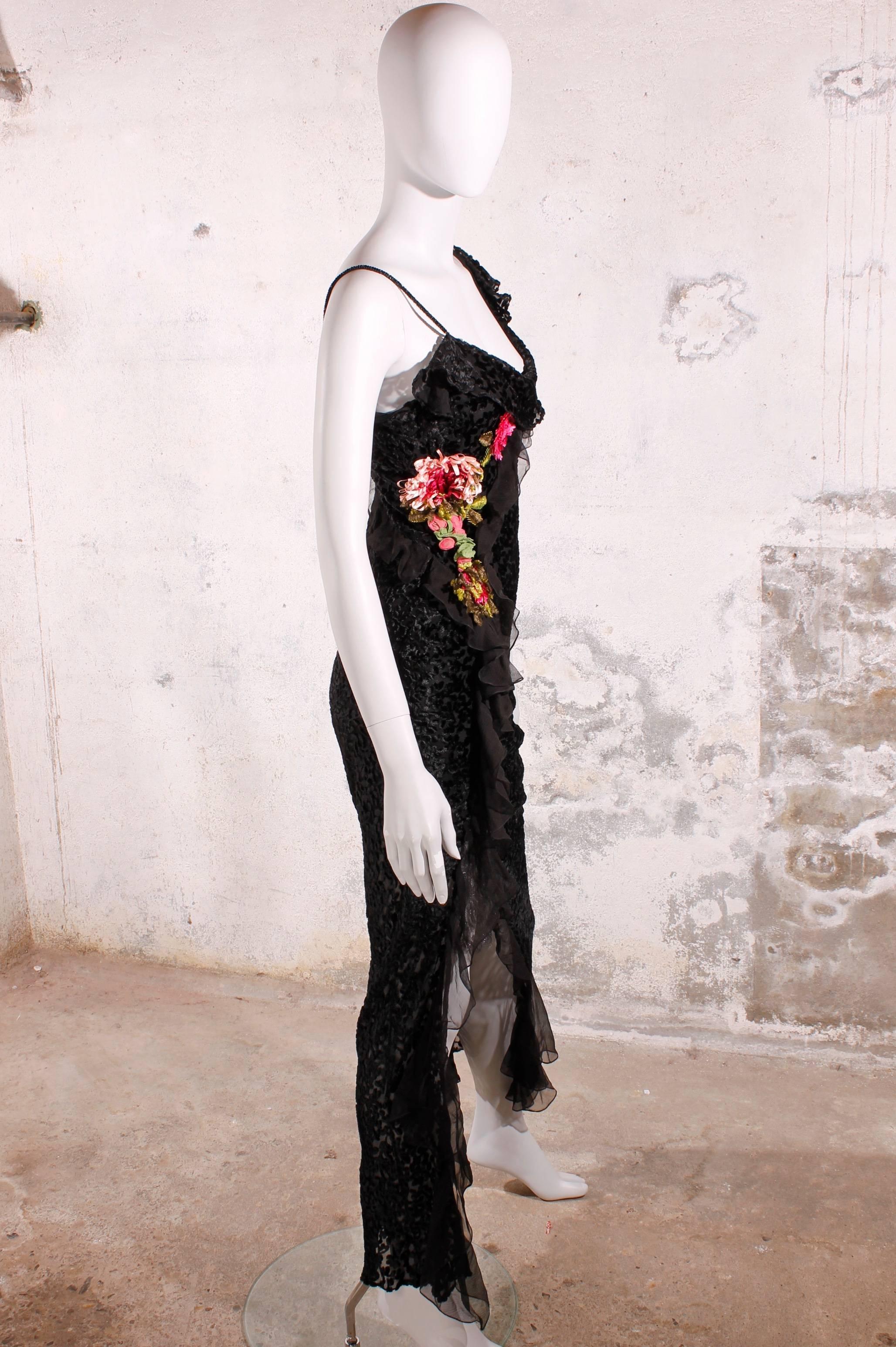 Women's Christian Dior Evening Dress Black/Flowers For Sale