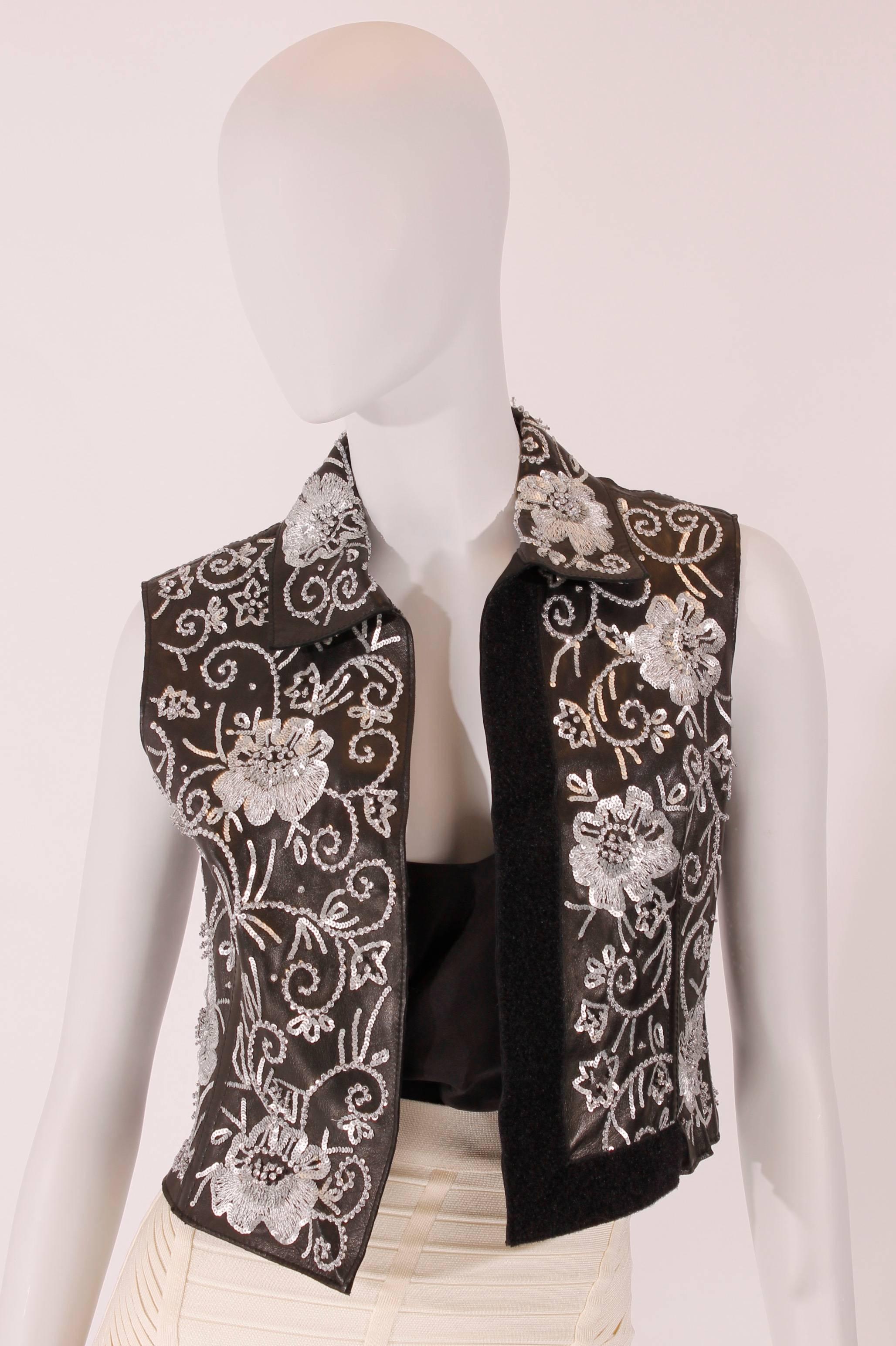 Dolce&Gabbana black leather vest In New Condition For Sale In Baarn, NL