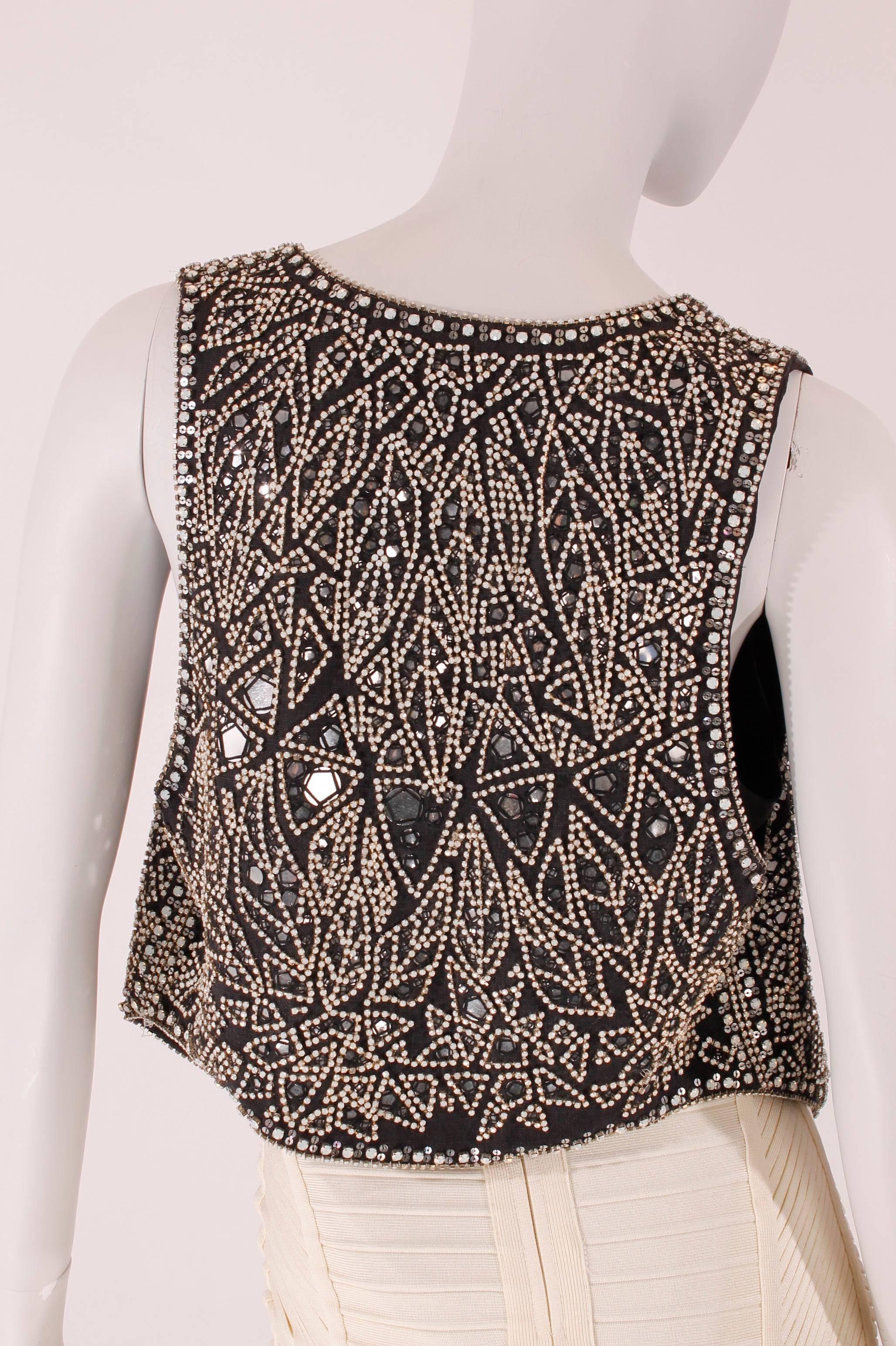 Women's Balmain black linen studded vest For Sale