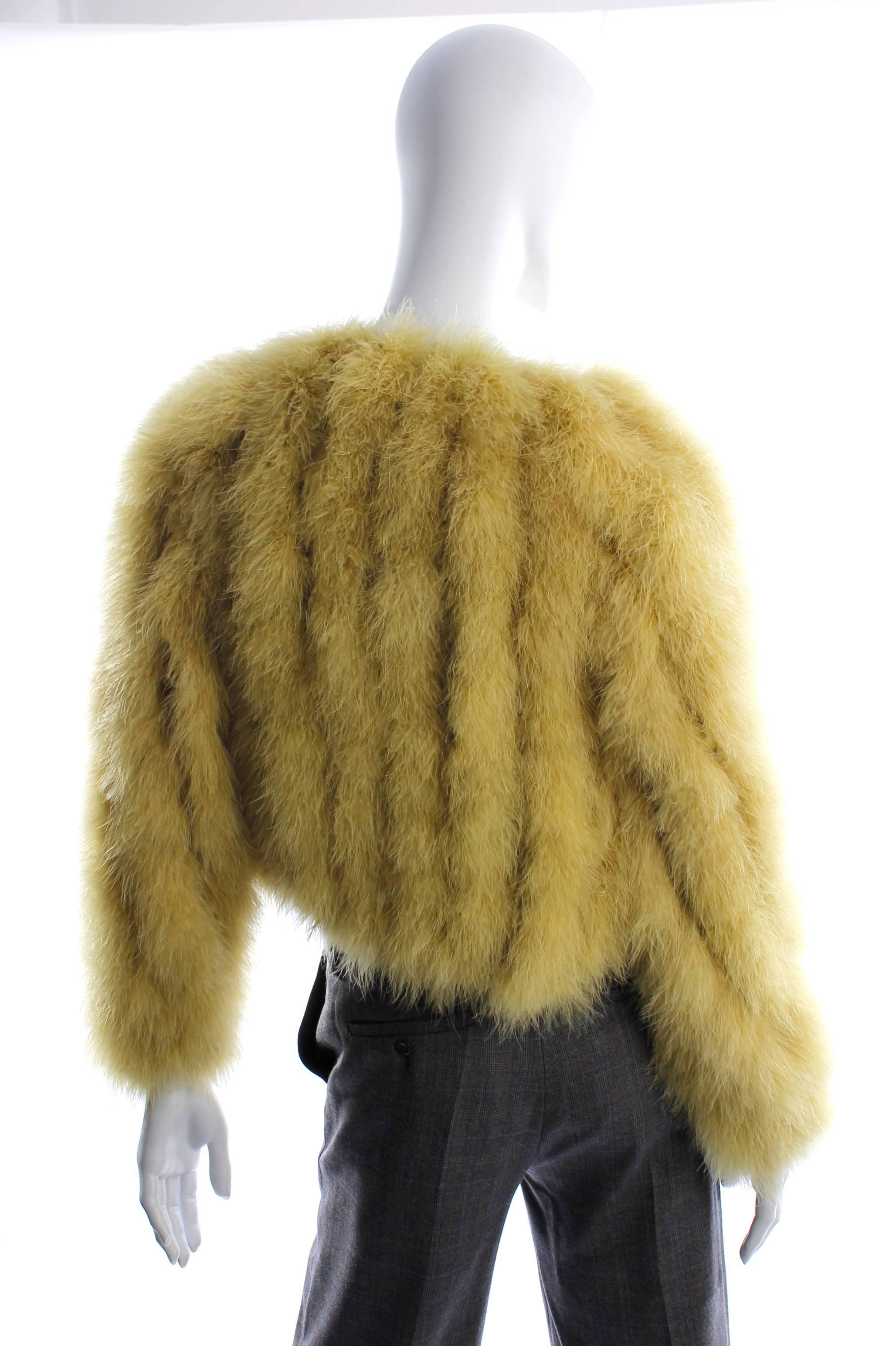 Green Jean Paul Gaultier Ostrich Feather Fur Coat - lime green For Sale
