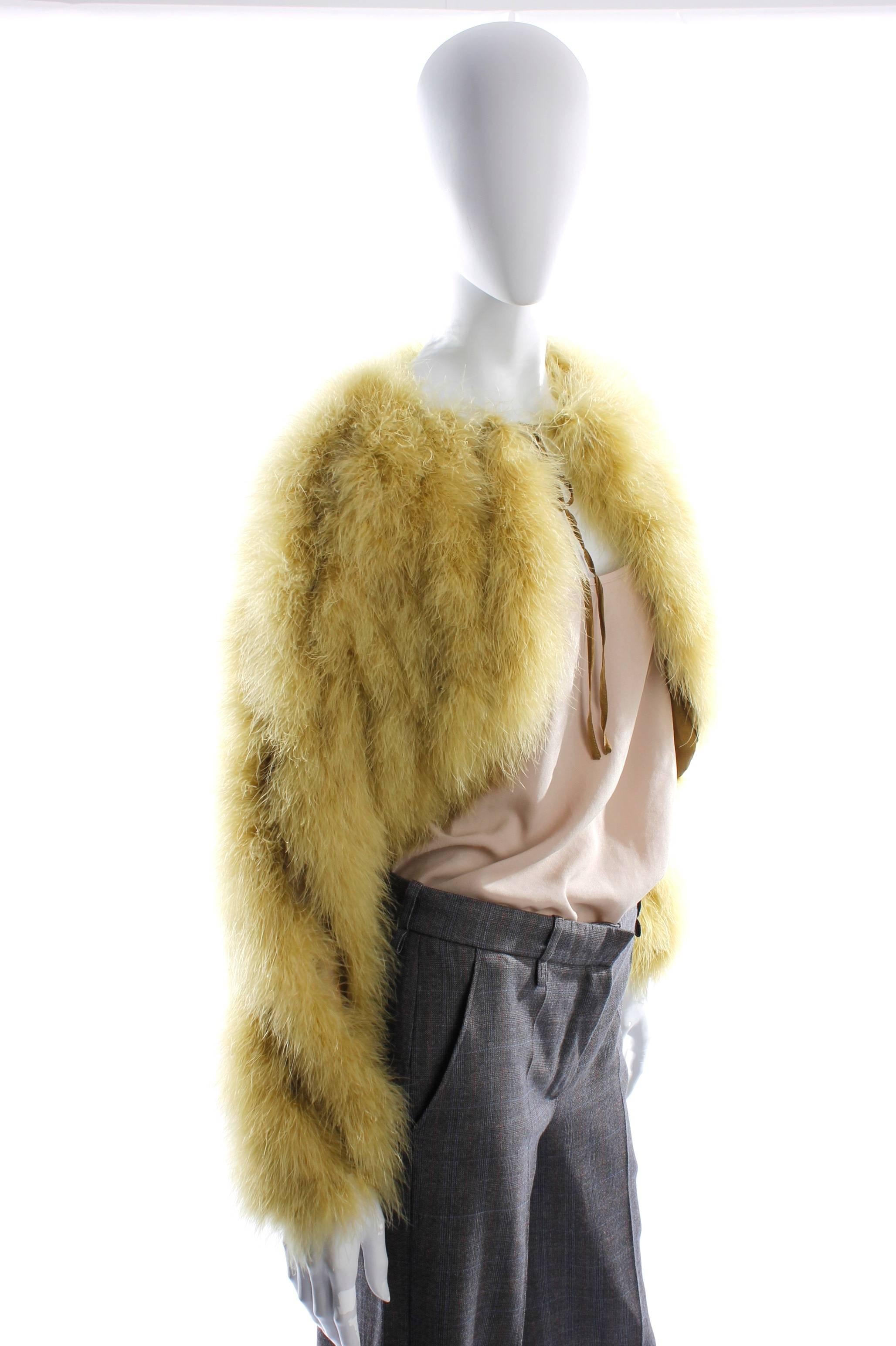 Women's Jean Paul Gaultier Ostrich Feather Fur Coat - lime green For Sale