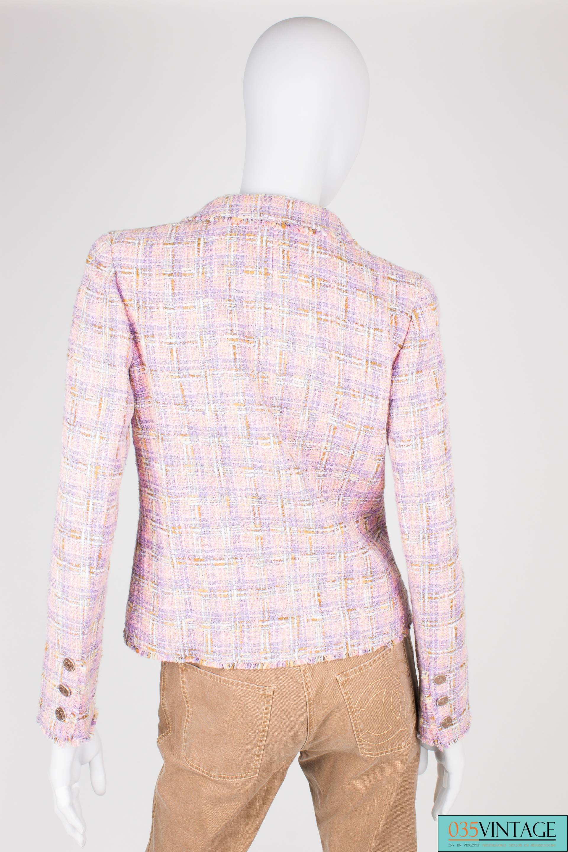 Chanel 3-pcs Suit Jacket, Pants & Top - pink/purple/brown 2005 For Sale 4