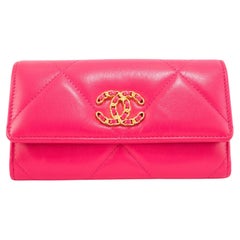 Chanel CC Logo Quilted Lambskin Leather Pink Gold-Tone Hardware Flap Long Wallet