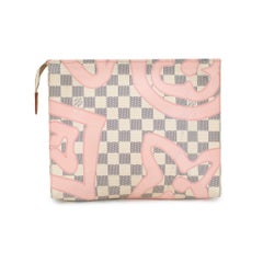 Louis Vuitton Damier Azur Tahitienne 26 Toiletry Pink Pochette Clutch Bag