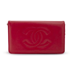 Chanel Red CC Timeless Lambskin Gold Hardware w.o.c Shoulder Chain Wallet