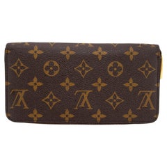 Louis Vuitton Brown Monogram Canvas Gold-Tone Hardware Zippy Wallet