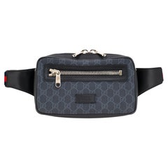 Gucci Gg Supreme Black Grey Coated Canvas Web Belt Bag