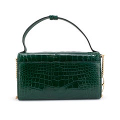 Gucci Zumi Green Crocodile Mini Chain Gold Hardware Flap Shoulder Bag