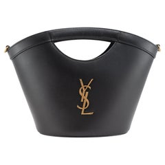 Saint Laurent Mini Celia Black Calfskin Leather Tote Bag