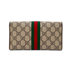 Gucci Ophidia Gg Supreme Web Brown Leather Woc Wallet