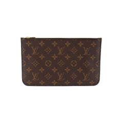 Louis Vuitton Neverfull Monogram Canvas Gold-Tone Hardware Wristlet Bag