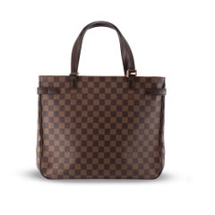 Louis Vuitton Uzès Damier Ebene Canvas Brown Leather Gold-Tone Tote Bag