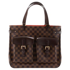 Louis Vuitton Uzès Damier Ebene Canvas Brown Leather Gold-Tone Tote Bag