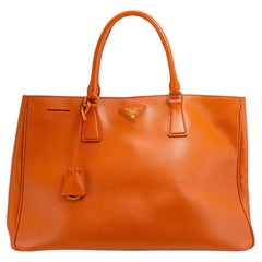 Prada Lux Galleria Saffiano Papaya Leather Large Tote Bag