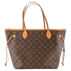 Louis Vuitton Brown Monogram Canvas Leather Neverfull MM Tote Bag