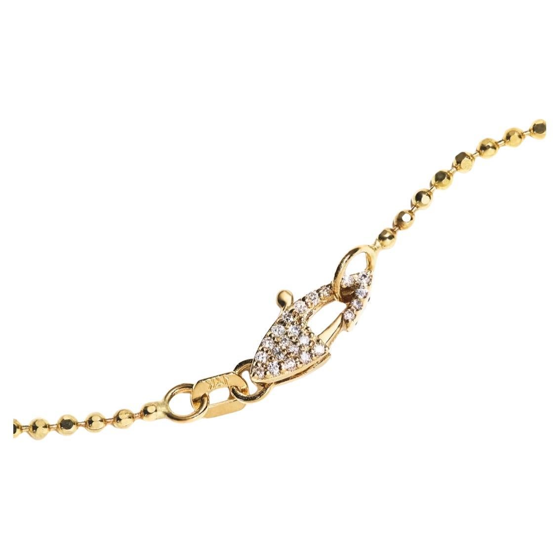 14k Gold Ball Chain with Custom Diamond Clasp by Series of Eleven For Sale