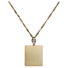 14k Gelbgold MAMA gravierte Diamant-Halskette mit Hund-Tag von Series of Eleven
