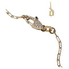14k Gold Diamond “d” Initial Pendant on Paperclip Chain with Diamond Clasp