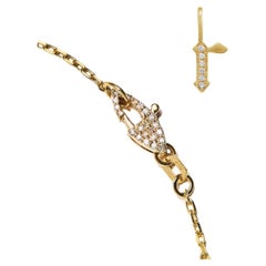 14k Gold Diamond “r” Initial Pendant on Cable Chain with Diamond Clasp