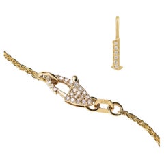 14k Gold Diamond “L” Initial Pendant on Wheat Chain with Diamond Clasp