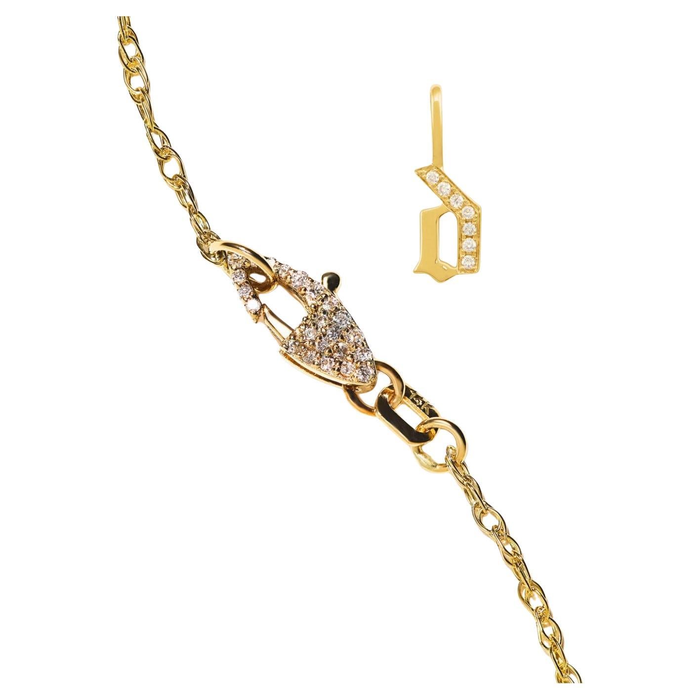 Pendentif en or 14k avec diamant pour l'initiale "d" sur chaîne superposée avec fermoir en diamant