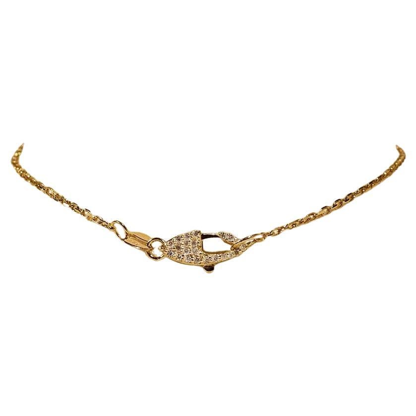 Pulsera de cadena por cable de oro de 14k con cierre personalizado de diamantes de doble cara