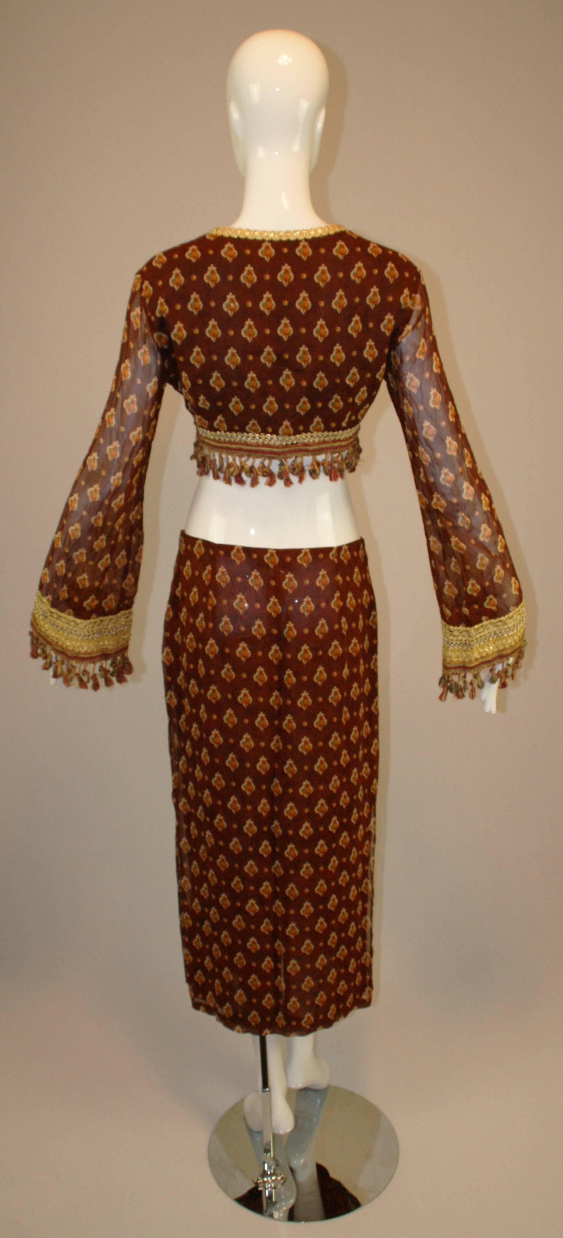 S/S 1994 Runway Dolce & Gabbana Gypsy Fringe Crop Top & Skirt Ensemble Suit  In Excellent Condition In Yukon, OK