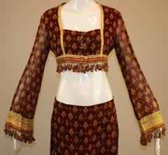 S/S 1994 Runway Dolce & Gabbana Gypsy Fringe Crop Top & Skirt Ensemble Suit