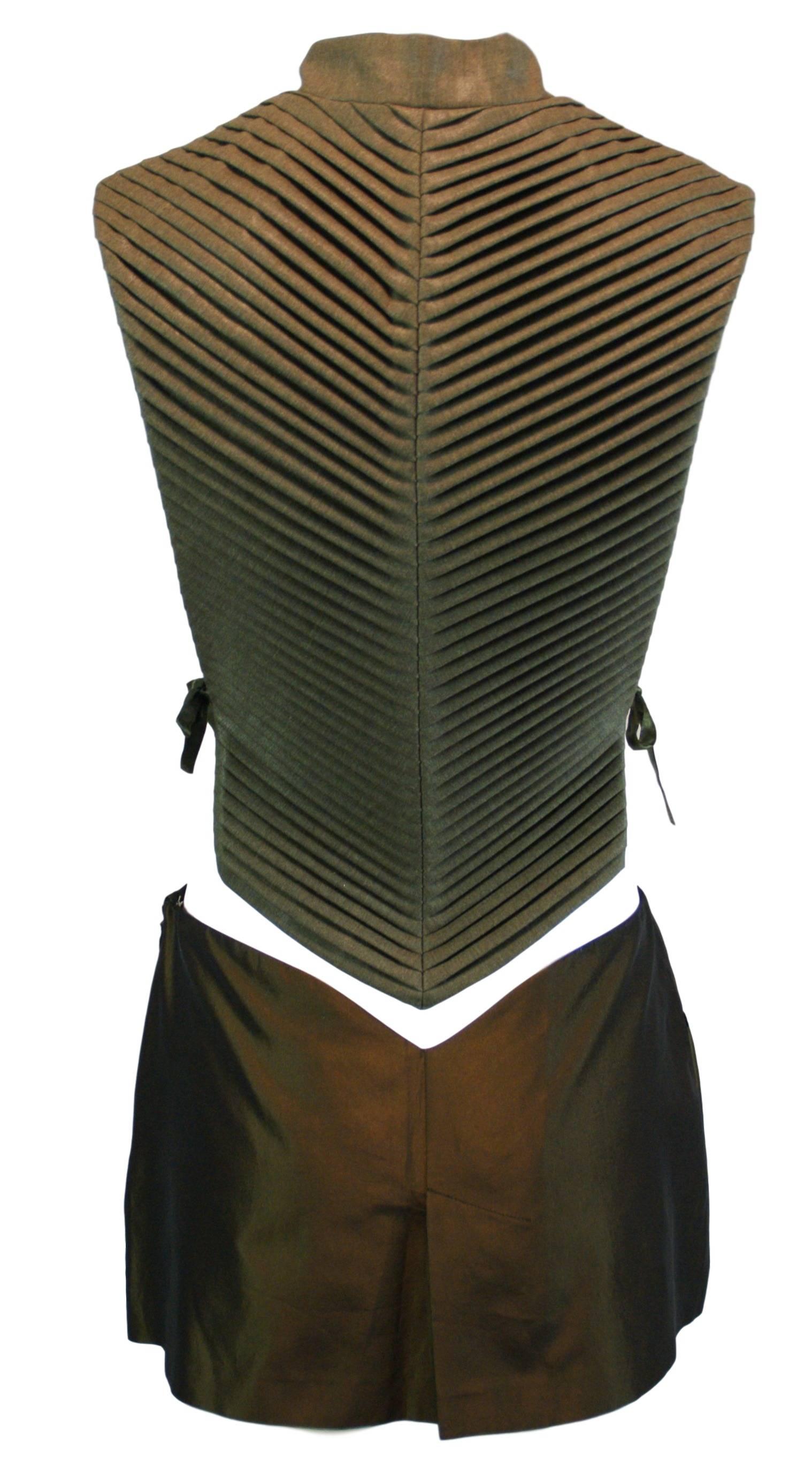 Black F/W 1999 & S/S 1997 Alexander McQueen Chinese Armor Vest Bumster Mini Skirt Set