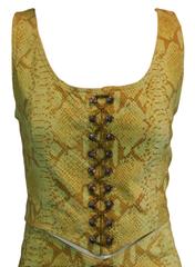 S/S 1995 Gianni Versace Leather Faux Snakeskin Bustier Top Pencil Skirt Ensemble