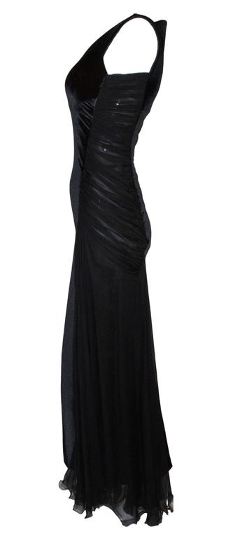 F/W 1995 Gianni Versace Black Bustier Velvet Silk Column Sheer Gown ...