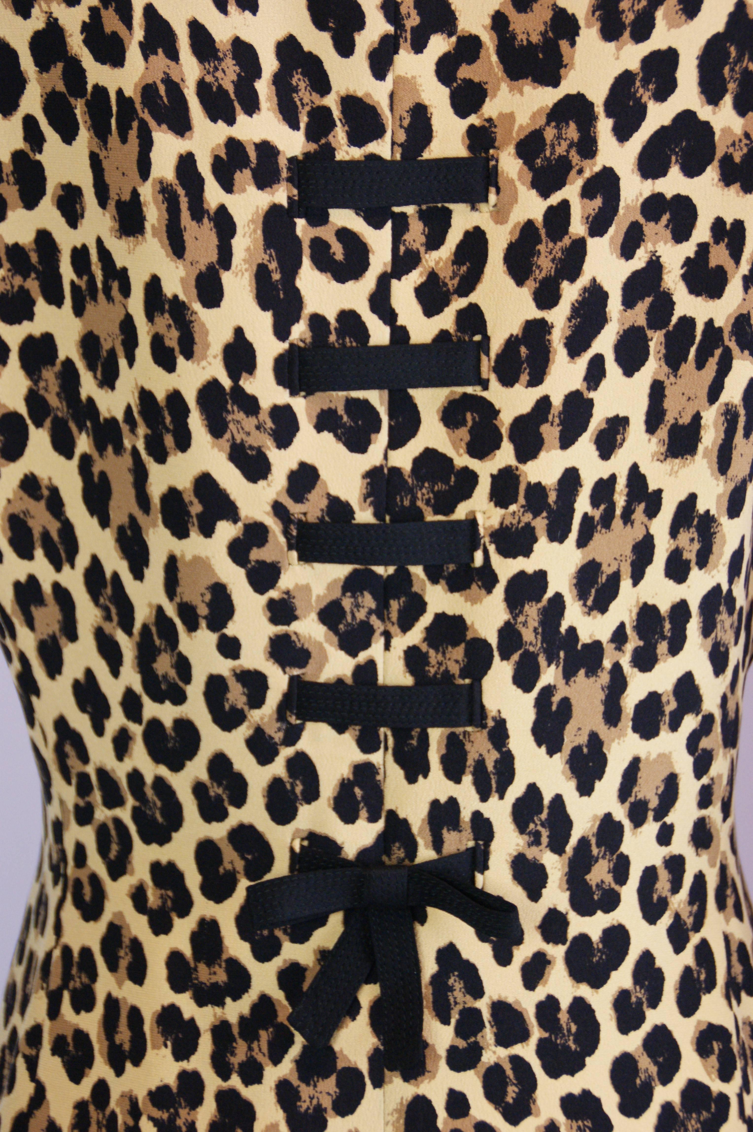 Black Gianni Versace Couture Corset Leopard Silk Jacket, S/S 1992  