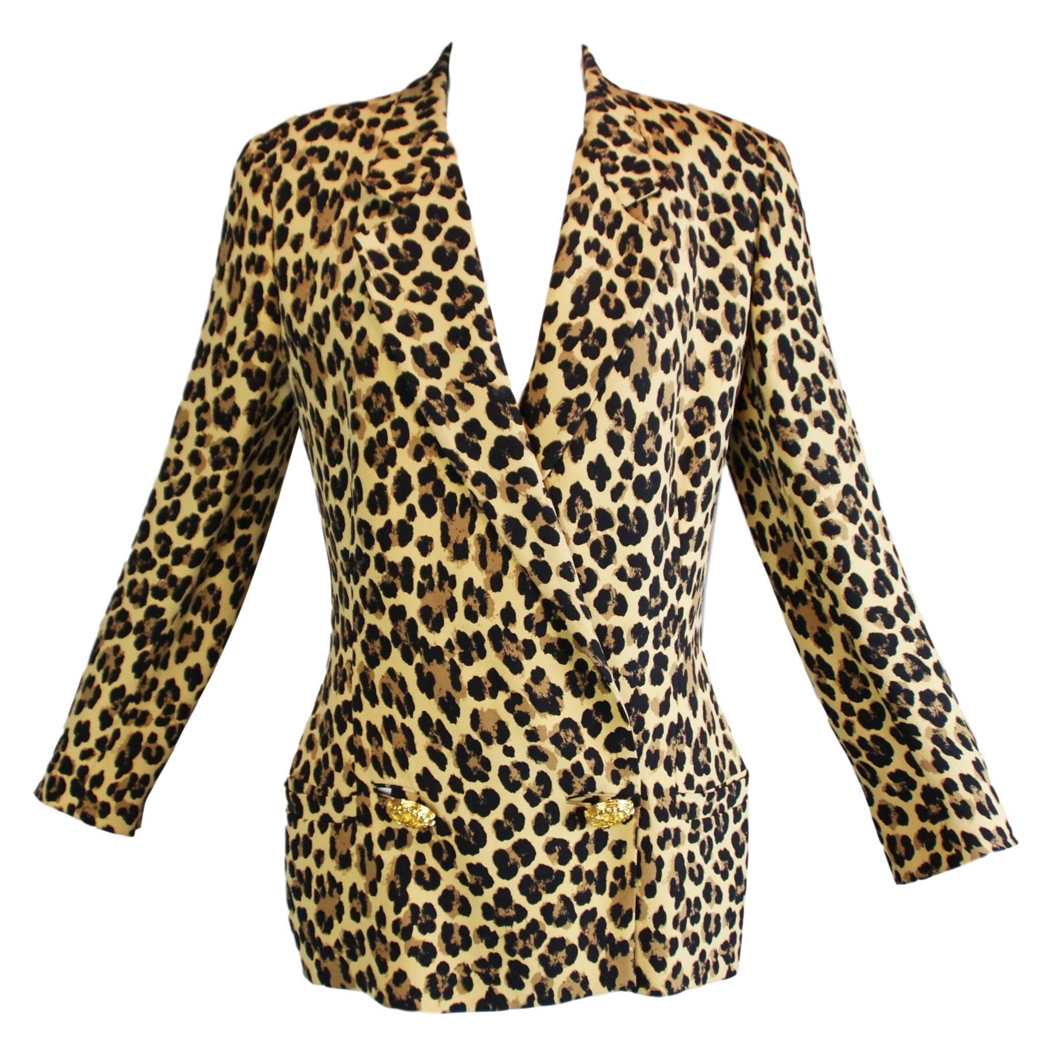 Gianni Versace Couture Corset Leopard Silk Jacket, S/S 1992  