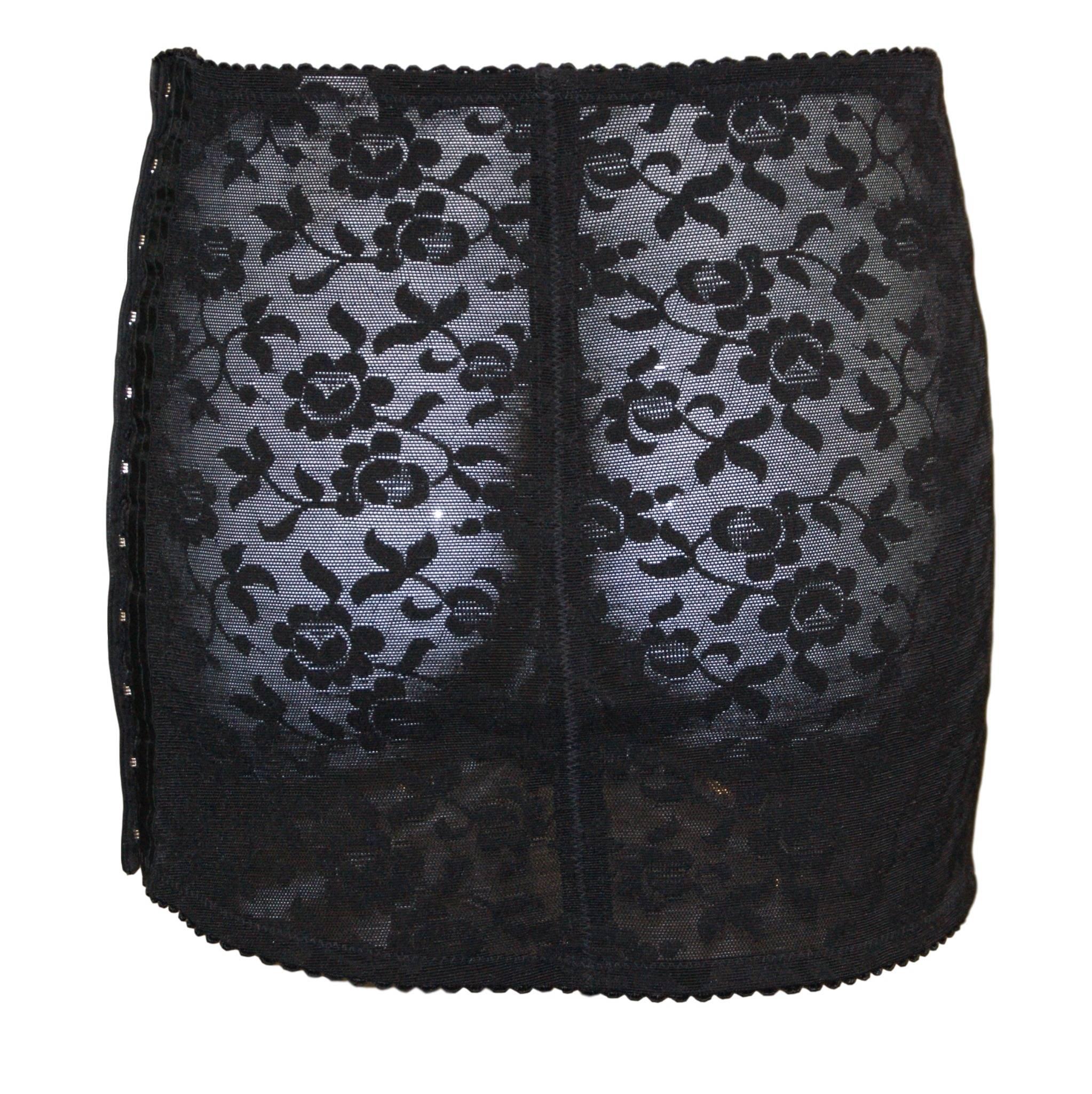 F/W 1996 Dolce & Gabbana Lace Corset Bustier Bodysuit & Lace-up Mini Skirt Set In Excellent Condition In Yukon, OK