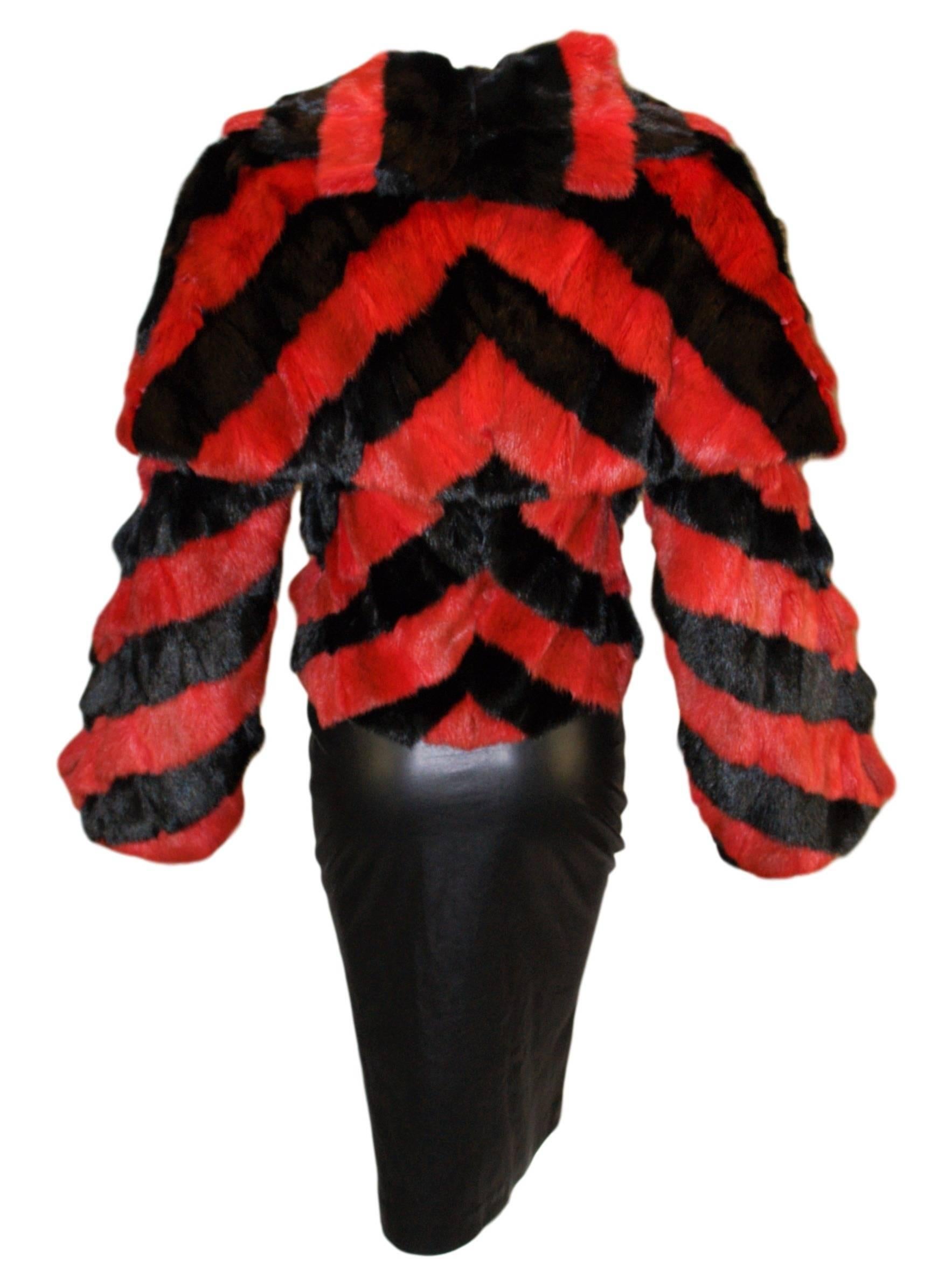 Black F/W 2009 Alexander McQueen Runway Savage Beauty Museum Fur Jacket Leather Skirt