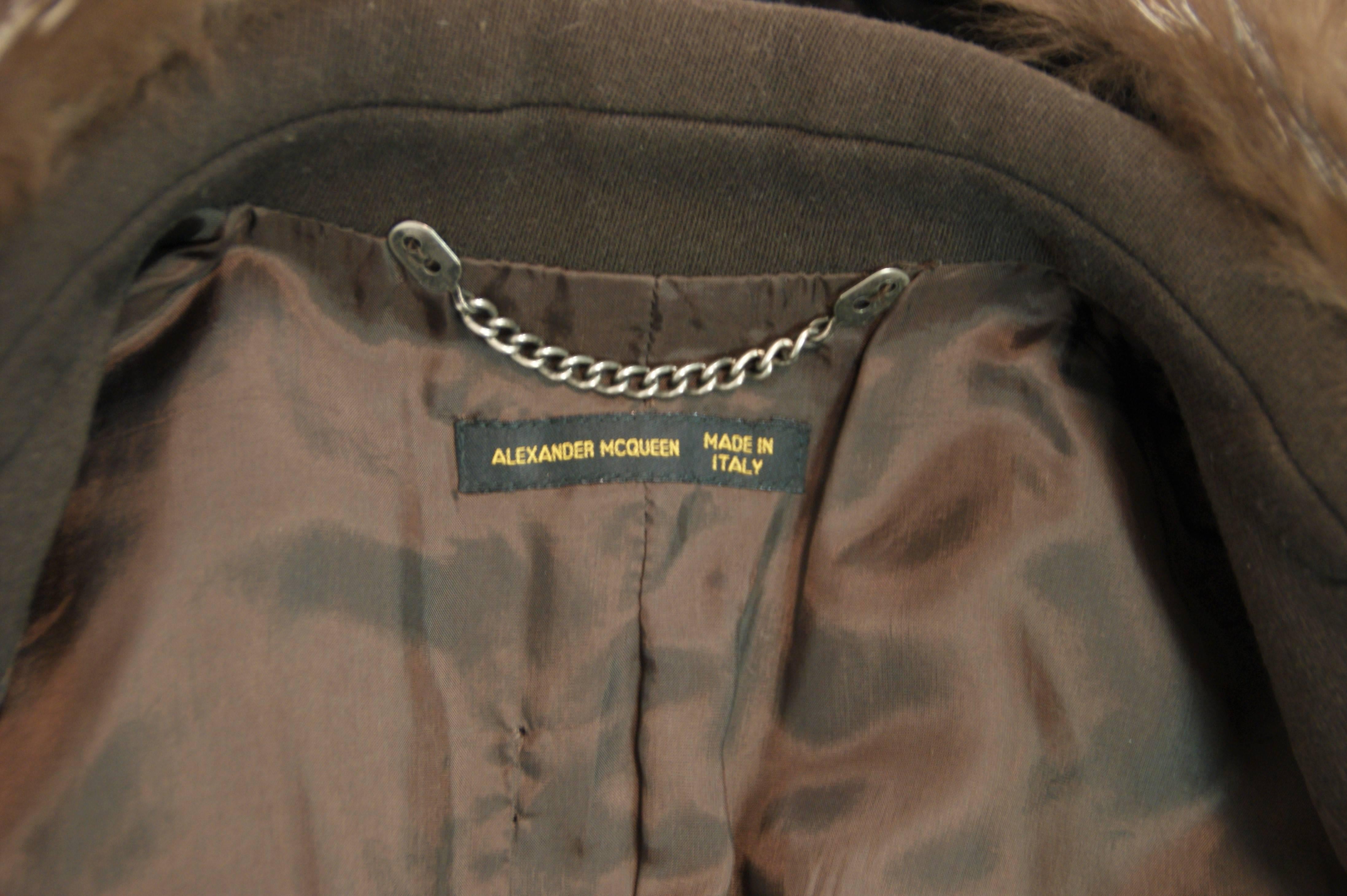 Alexander McQueen Fox Fur Brown Wool Riding Jacket Coat 38, Fall Winter 2000  1