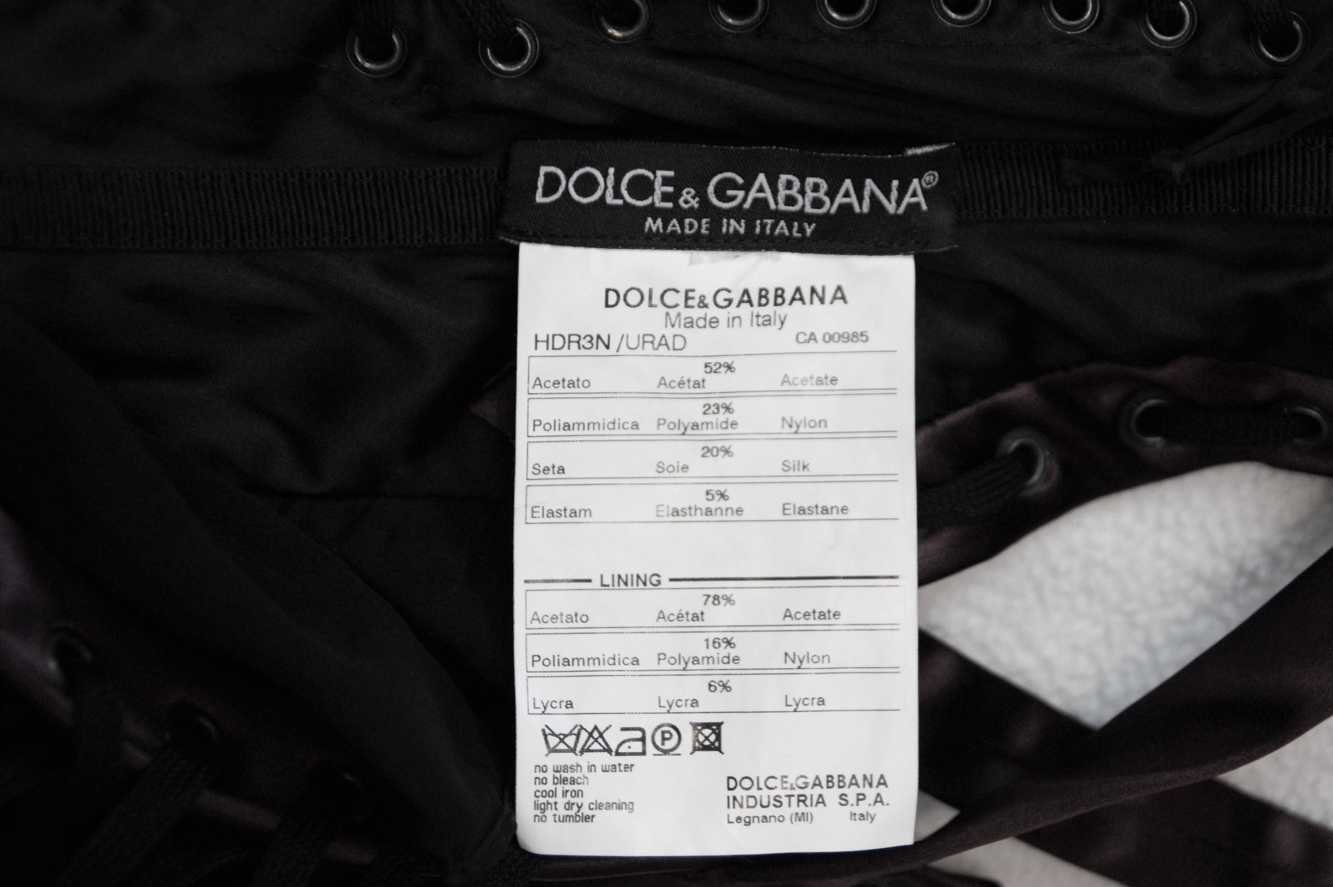 Women's F/W 2003 Dolce & Gabbana Runway Burgundy Corset Gown Dress 