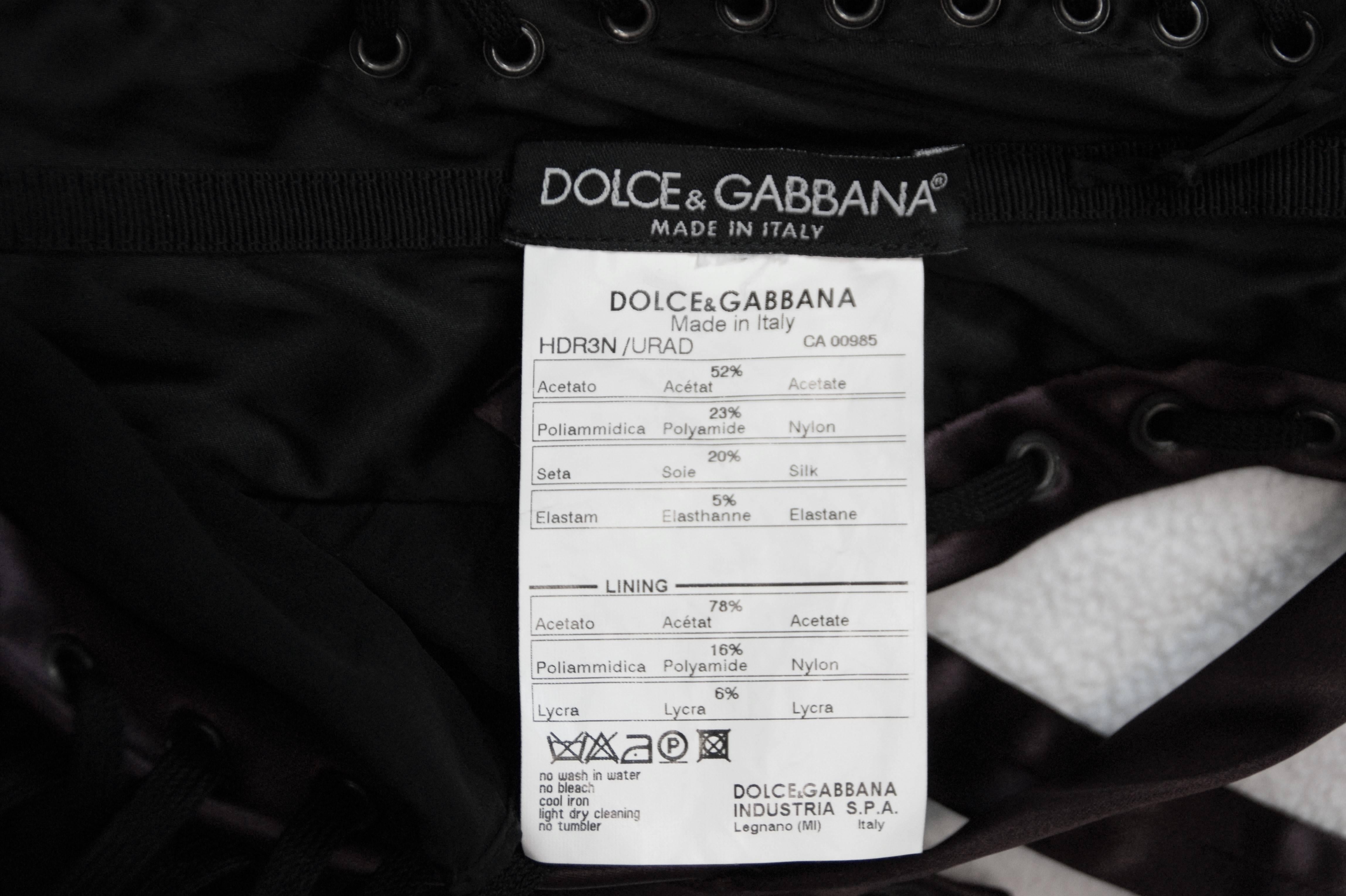 Women's F/W 2003 Dolce & Gabbana Runway Burgundy Corset Gown Dress